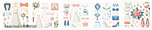 vector set of wedding accessories