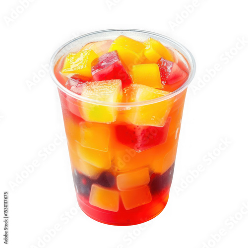 Fruit jelly in cup isolated on transparent background