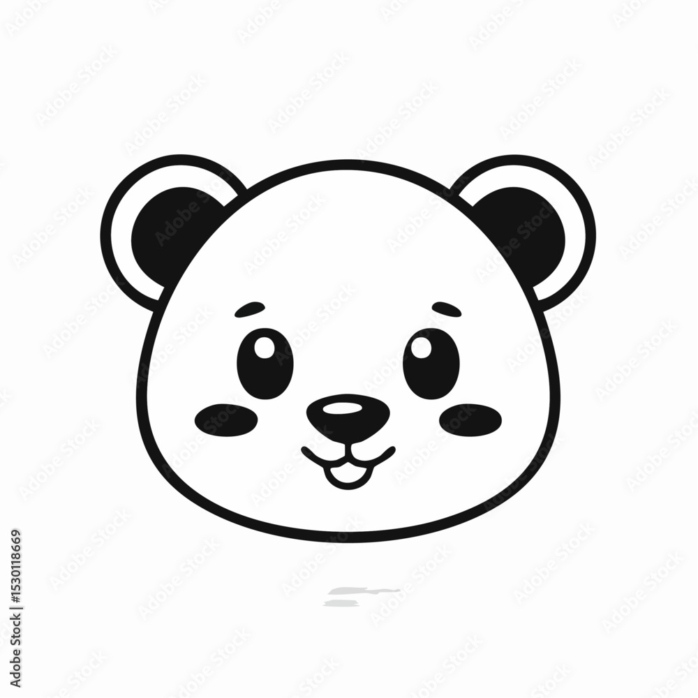 Adorable cartoon illustration of a smiling bear face with cute eyes and rosy cheeks. Adorable cartoon illustration of a smiling bear face with cute eyes and rosy cheeks.