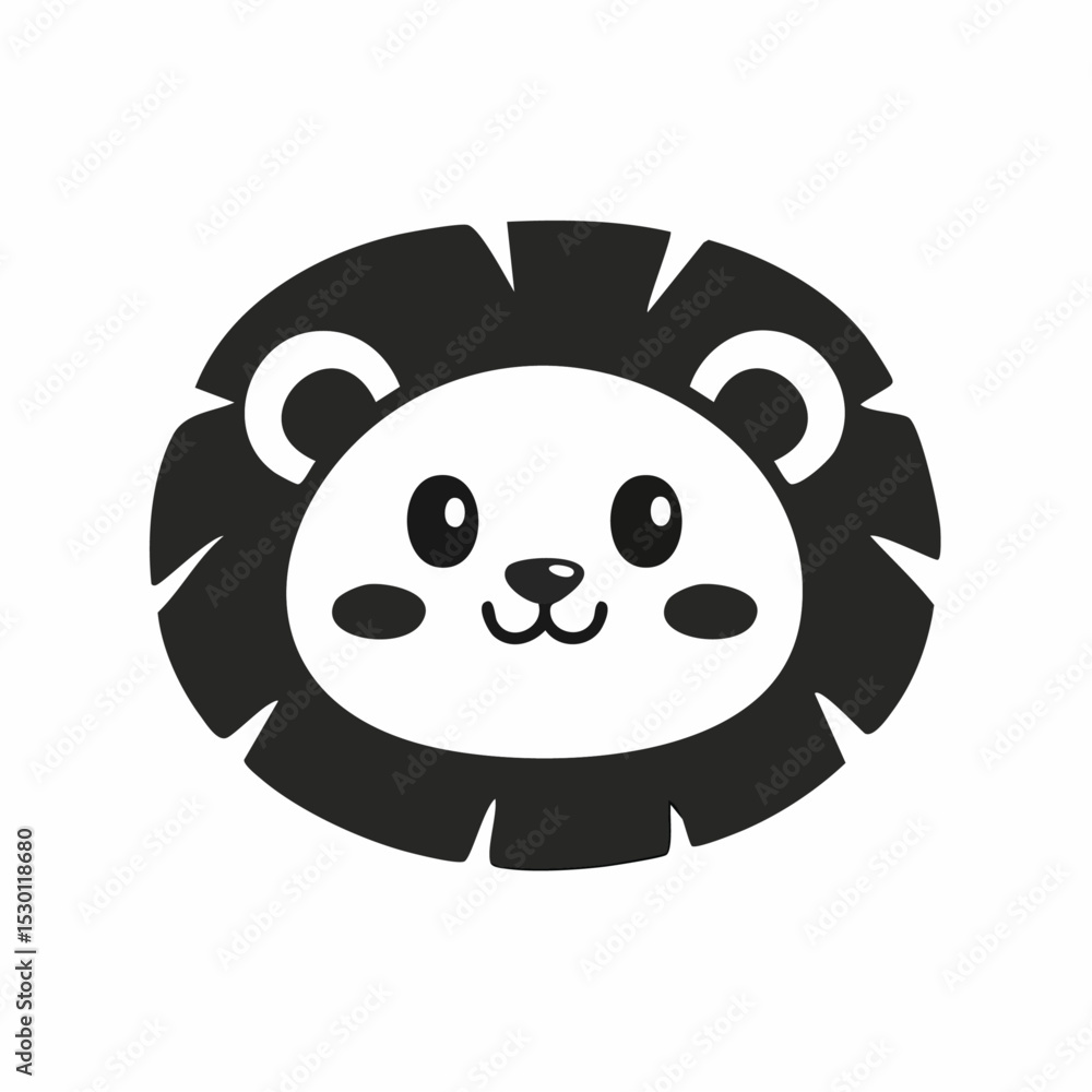 Adorable cartoon lion illustration with simple design and cute features on white background Adorable cartoon lion illustration with simple design and cute features on white background