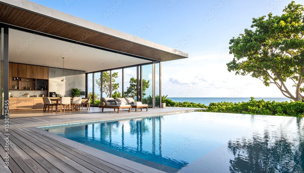 Fototapeta premium Luxury home with pool and ocean view.