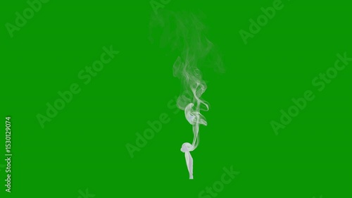 Wispy smoke rising 03, orthographic view, two speeds, 4k 24p, with green screen for transparent background