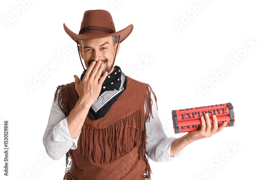 Happy cowboy with explosive...