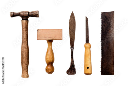 Obraz na płótnie Wood mallet, saw & chisel