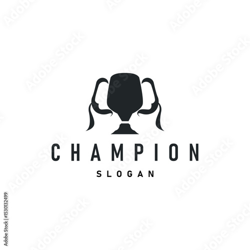 simple championship design with trophy logo victory cup concept vintage simple minimalist modern elegant symbol illustration victory template and brand