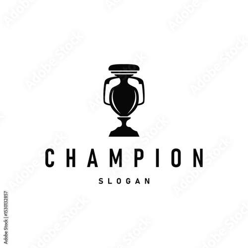 simple championship design with trophy logo victory cup concept vintage simple minimalist modern elegant symbol illustration victory template and brand