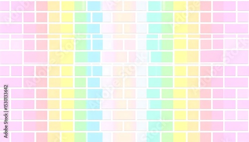 Pastel Rainbow Brick Wall Background.
