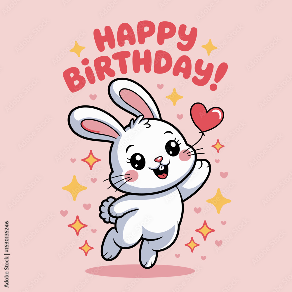 Joyful Bunny Holding Heart Balloon Joyful Bunny Holding Heart Balloon