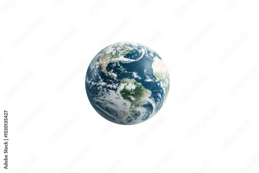 Fototapeta premium Blue and white planet with a white background, isolated