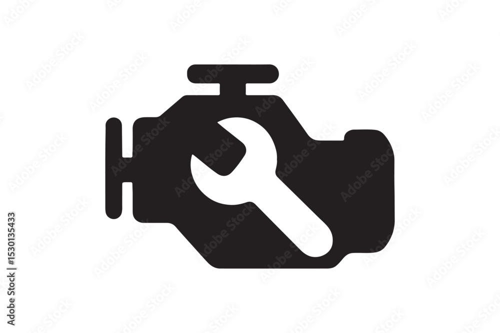 Check Engine Light silhouette vector with white background Check Engine Light silhouette vector with white background