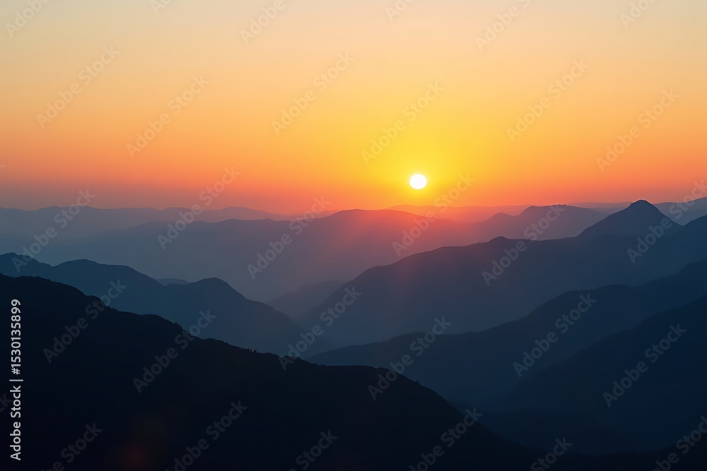 Fototapeta premium Beautiful mountain range landscape at sunrise scenic view travel destination nature photography background image 