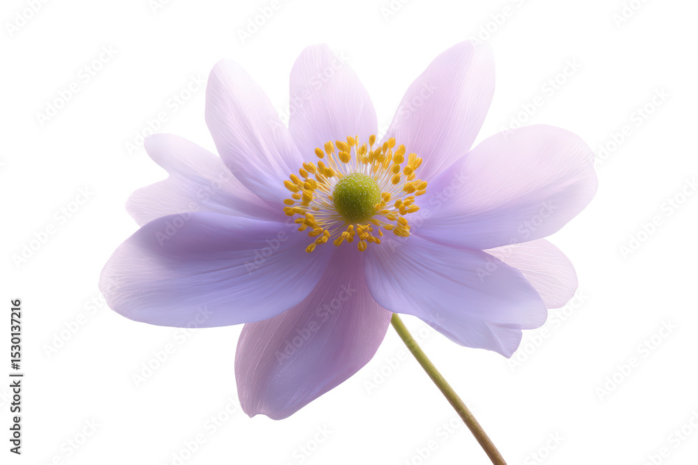 Close-up pink windflower center on transparent background Close-up pink windflower center on transparent background