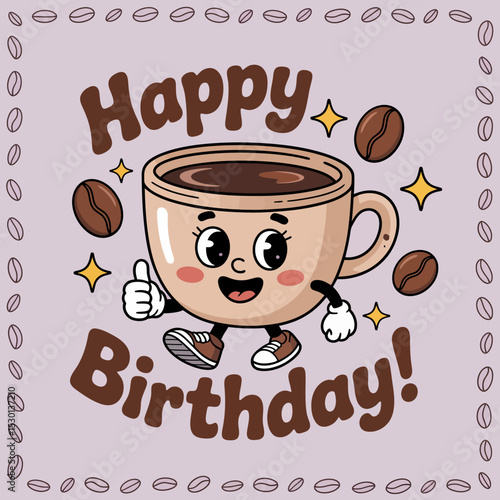 Cute Coffee Mug Birthday Card Design