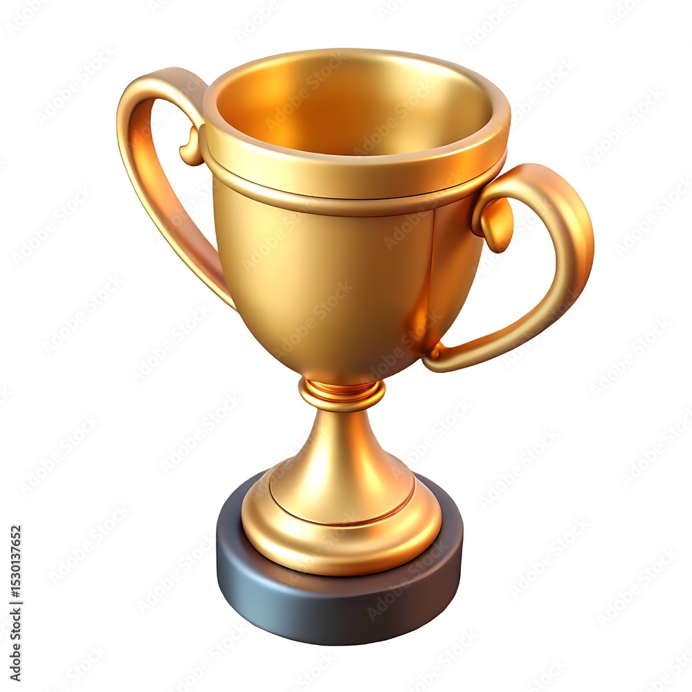 Golden trophy with two handles on black base Golden trophy with two handles on black base