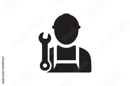 Repairman Icon silhouette vector with white background