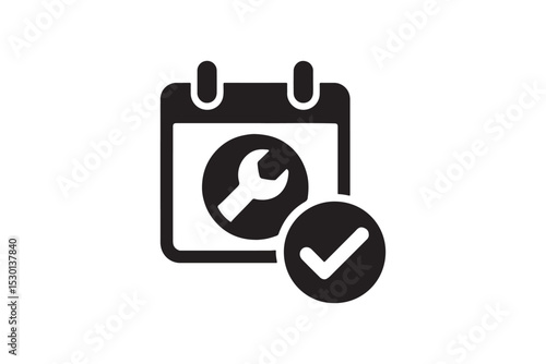 Service Due Icon silhouette vector with white background