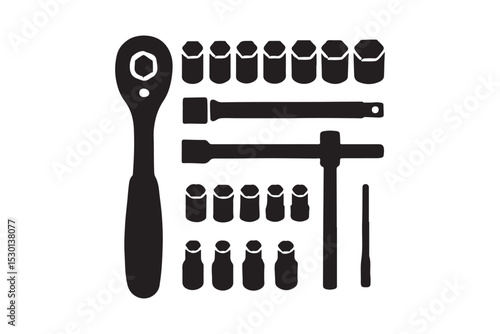 Socket Set silhouette vector with white background