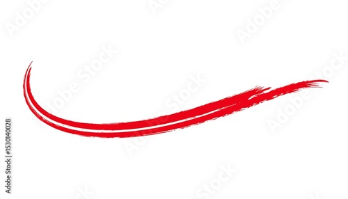Red swoosh with paint stroke, and white background.