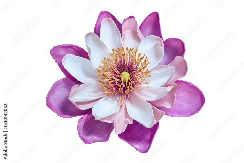 Top-view collection of artificial silk blooms, no background Top-view collection of artificial silk blooms, no background