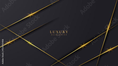 Abstract curve shape black and gold lines luxury background