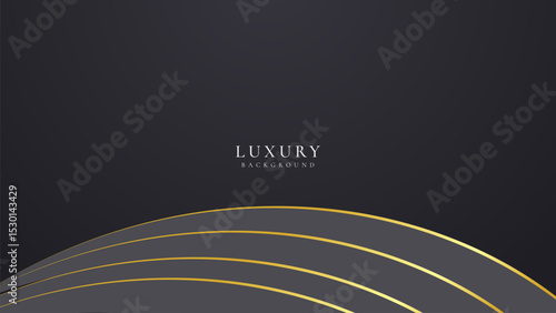 Abstract curve shape black and gold lines luxury background