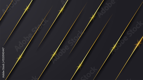 Abstract curve shape black and gold lines luxury background