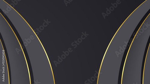 Abstract curve shape black and gold lines luxury background