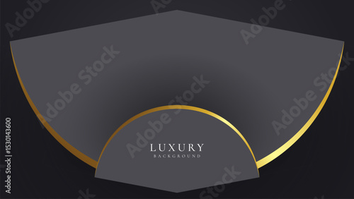 Abstract curve shape black and gold lines luxury background
