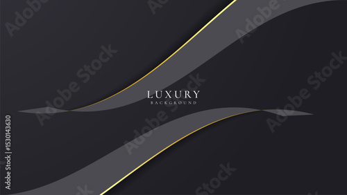 Abstract curve shape black and gold lines luxury background