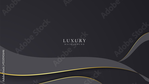 Abstract curve shape black and gold lines luxury background