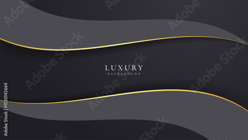 Abstract curve shape black and gold lines luxury background