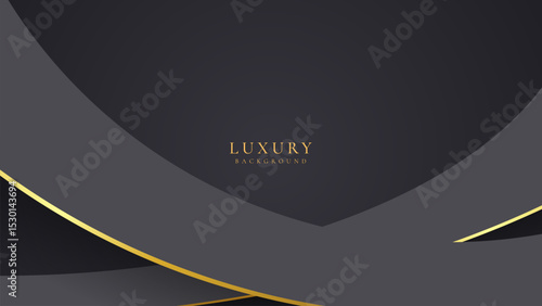 Abstract curve shape black and gold lines luxury background