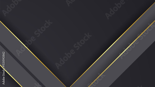 Abstract curve shape black and gold lines luxury background
