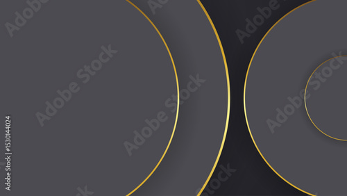 Abstract curve shape black and gold lines luxury background