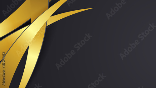 Abstract curve shape black and gold lines luxury background