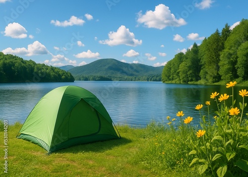 tent on the lake