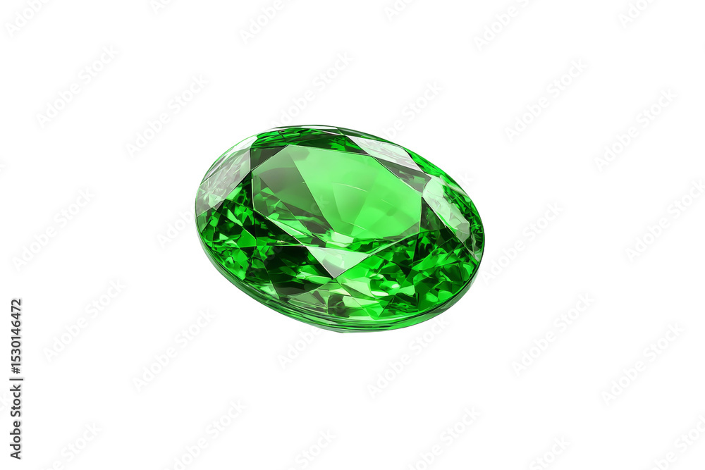 Fototapeta premium A green gemstone sits on a white background
