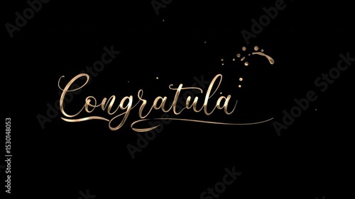 Gold calligraphy congratulation text animation