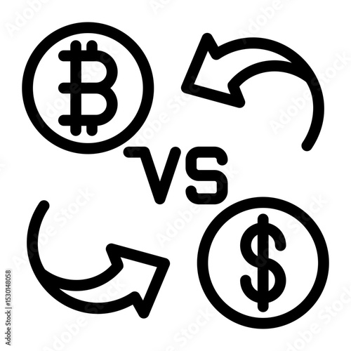 currency comparison  btc vs usd icon