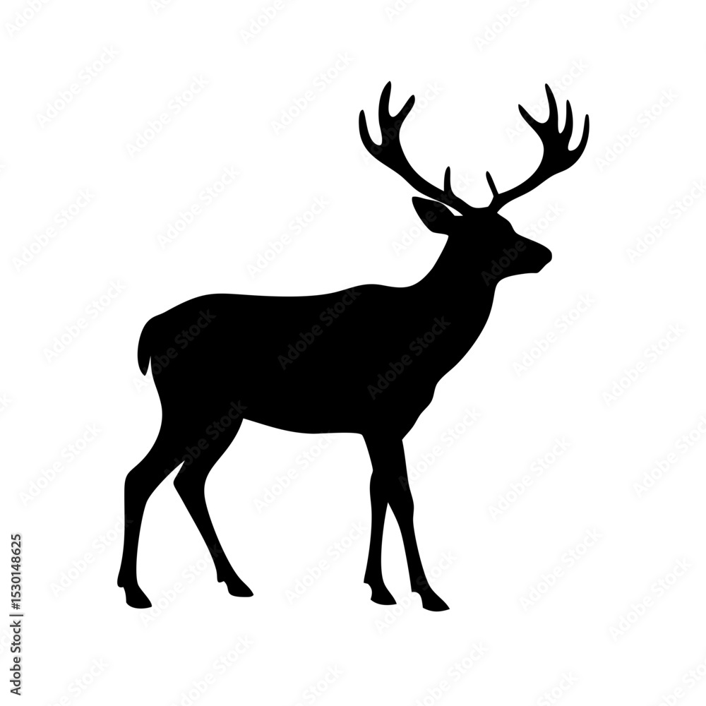Majestic Deer Silhouette Elegant Black and White Animal Illustration Majestic Deer Silhouette Elegant Black and White Animal Illustration