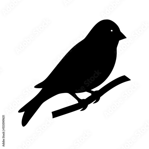 Elegant Black Silhouette of a Bird Perched on a Branch