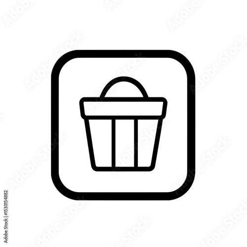 Basket trash icon with rounded square outline for app cleaning and deletion tools