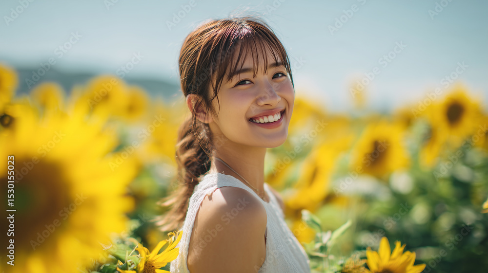 笑顔あふれる夏のひまわり畑 笑顔あふれる夏のひまわり畑