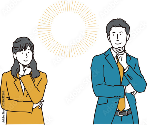 ひらめいた表情のビジネスパーソンのイラスト素材