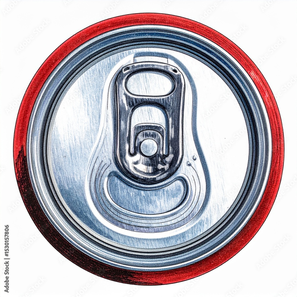 Aluminum Can Top with Red Ring Close Up Aluminum Can Top with Red Ring Close Up