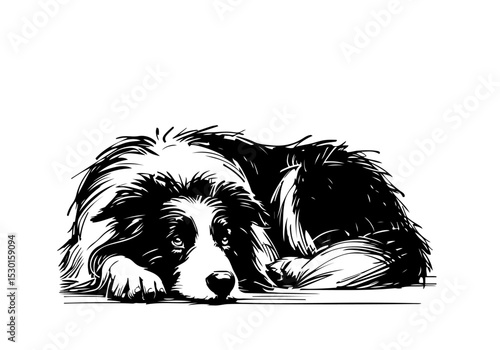 Border Collie dog hand drawn sketch  vector illustration