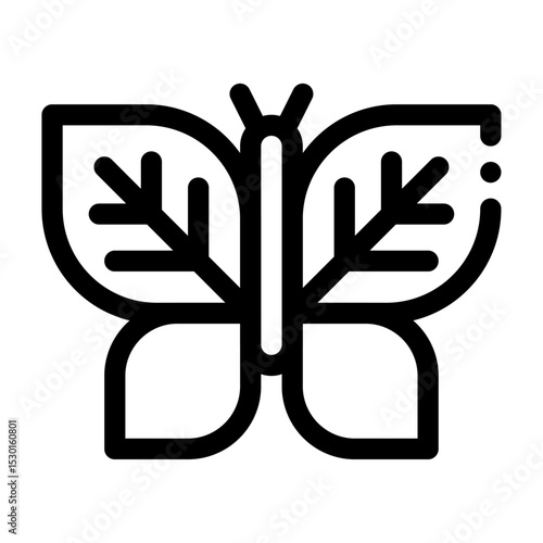 Icono de mariposa con alas de hojas. Transformación ecológica, belleza natural y armonía con el medioambiente. Insecto con alas en forma de hojas. Ilustración vectorial