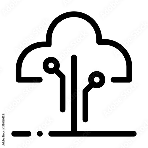 Icono de árbol digital. Tecnología verde, innovación ecológica y crecimiento inteligente. Árbol con ramas en forma de circuitos. Ilustración vectorial