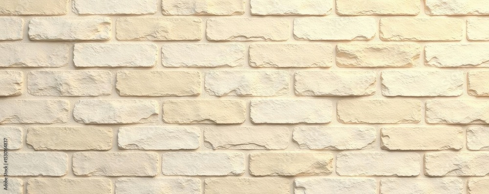 Obraz premium Light beige stone brick wall, panoramic view Seamless texture backdrop , old, brick, exterior