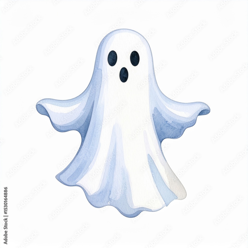 Cute Watercolor Ghost Illustration Cute Watercolor Ghost Illustration